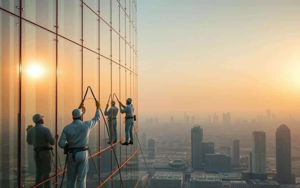 تنظيف واجهات زجاجية وأبراج